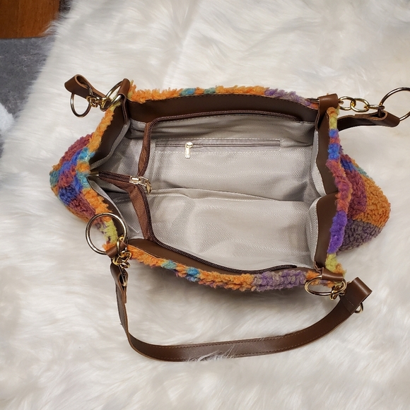 Fuzzy Color Block Bright Purse - Picture 4 of 4